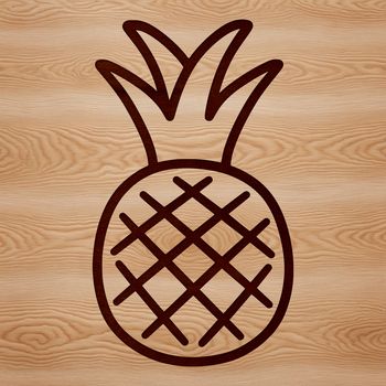A simple line drawing illustration of a pineapple, suitable for food or vacation-themed designs.
