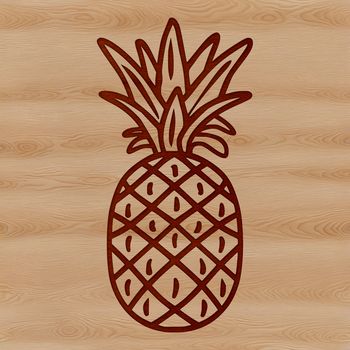 A close-up illustration of a pineapple, highlighting its texture and shape.