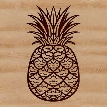 A stylized illustration of a pineapple, suitable for vector art design.