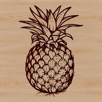 A stylized illustration of a pineapple, suitable for use in various design projects and cut out with a cutting machine.