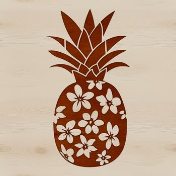 Illustrative image of a pineapple with detailed leaves and stem, suitable for vector design projects.