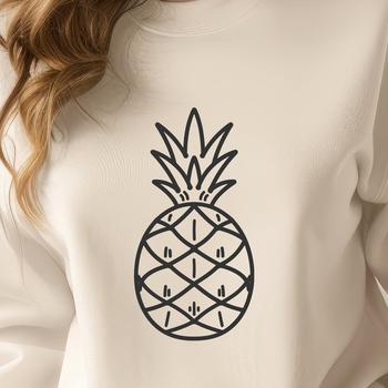 A simple line drawing of a pineapple, often used as clip art in various digital design formats.