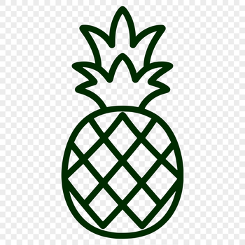 A simple line drawing of a pineapple fruit, suitable for vector design and cutting machine stencils.