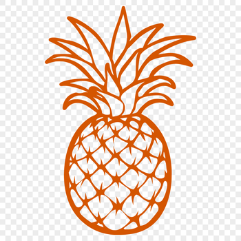 A stylized illustration of a pineapple with scales and leaves, suitable for graphic design and printing.