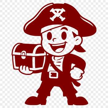 A vector illustration of a pirate character in a dynamic pose.