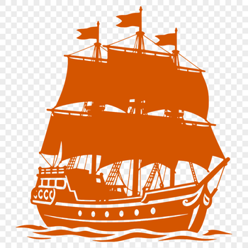 A stylized illustration of a pirate on the deck of his ship, ready to set sail.