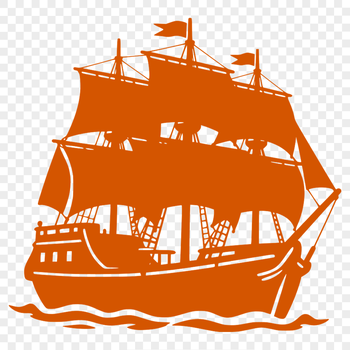 Vector illustration of a pirate standing on the deck of his ship.