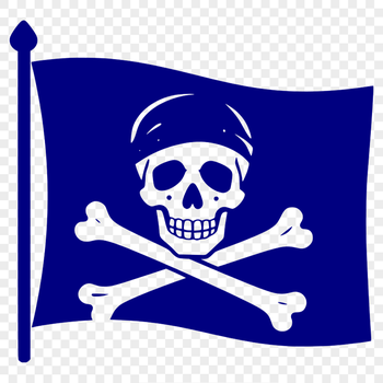 A vector illustration of a pirate character with a flag in hand, suitable for various cutting machines.