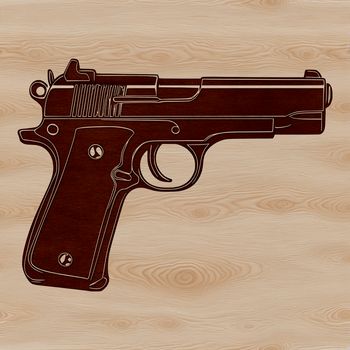 A detailed vector illustration of a pistol or handgun.