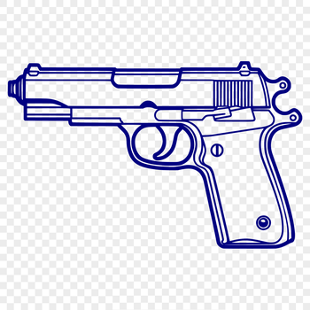 A detailed vector illustration of a handgun, suitable for graphic design and digital cutting machines.