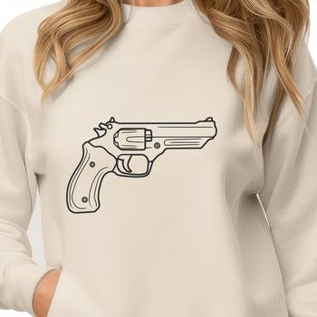 A detailed illustration of a handgun, suitable for cutting or printing.
