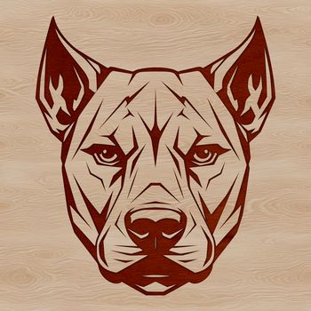 A vector illustration of the head of a Pitbull breed dog.