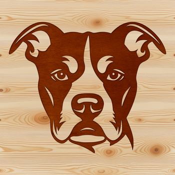 A graphic illustration of a Pitbull's head, suitable for use in digital designs.