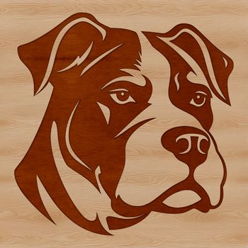 An illustration of a pitbull's head with detailed features.