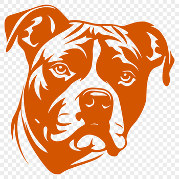 A stylized illustration of a pitbull's head, suitable for digital design and craft projects.