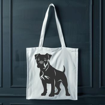 A full-body illustration of a pitbull standing upright, designed as a vector graphic.