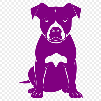 A close-up of a Pitbull's face is not requested, instead here is a description: Full-body illustration of a seated Pitbull.