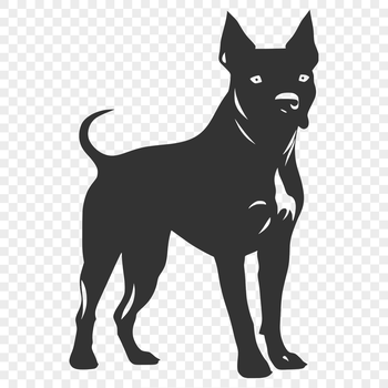A standing pitbull depicted in full body form.