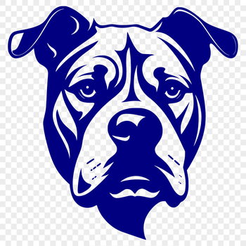 A detailed illustration of a Pitbull's head, suitable for use as clip art or vector design.
