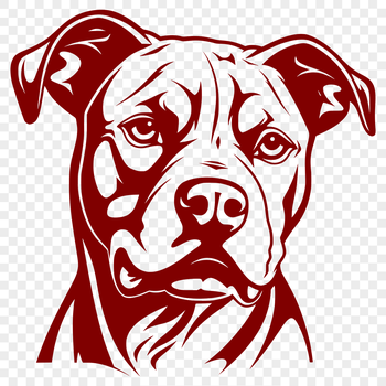 An illustration of a Pitbull's head in a vector design style.