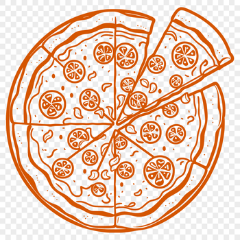 A vector illustration of a pizza, suitable for commercial or personal design projects.