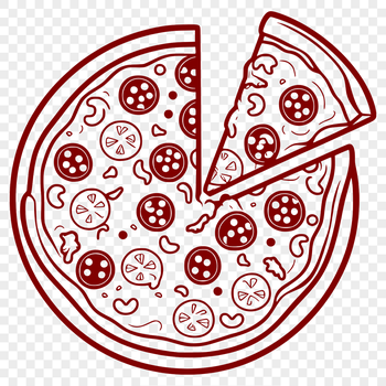 A high-resolution SVG graphic illustration of a classic pizza with toppings.