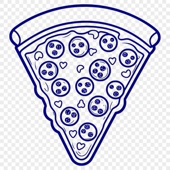 A digital illustration of a classic round pizza with toppings.