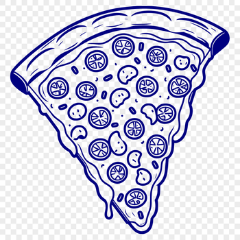 A digital illustration of a classic margherita pizza with various toppings.