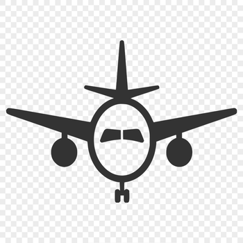 Airplane vector silhouette with clean lines and simple design.