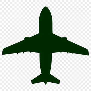 Silhouette image of an airplane, vector art suitable for commercial use.