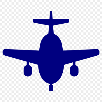 A simple illustration of a commercial aircraft in flight, designed as vector art for use in various projects.