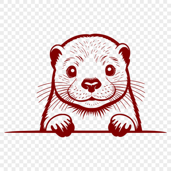 Close-up illustration of a playful otter in a natural environment.