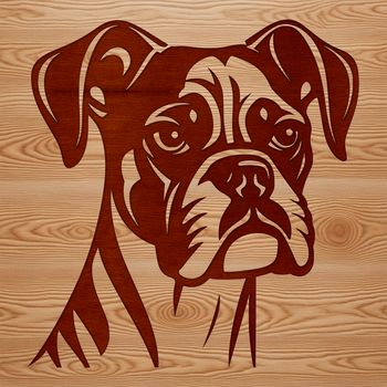 A detailed illustration of a Boxer dog's head, suitable for vector design and cutting machine applications.