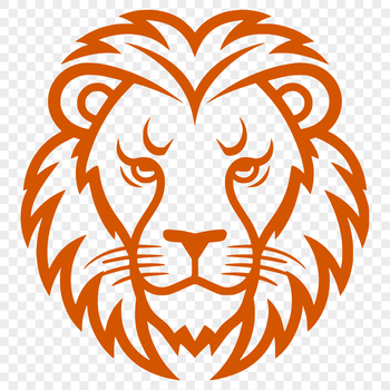 A simple line drawing of a lion's head, suitable for vector design.