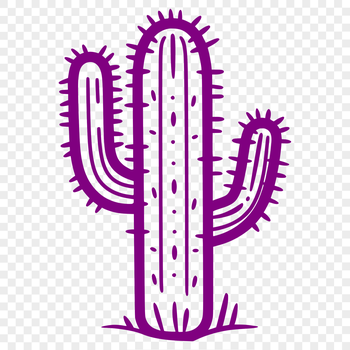 A stylized illustration of a desert plant with sharp spines.