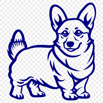 A full-body illustration of a standing corgi breed dog.