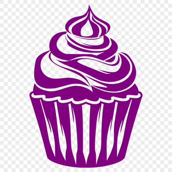 A digital illustration of a single cupcake on a white background, suitable for vector graphics.