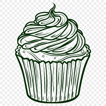A simple vector design representation of a traditional baked dessert, specifically a cupcake.