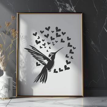 An SVG vector image featuring a colorful hummingbird with intricate details.