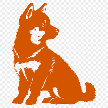 A sitting Shiba Inu dog with a full body profile, suitable for vector design and clip art use.