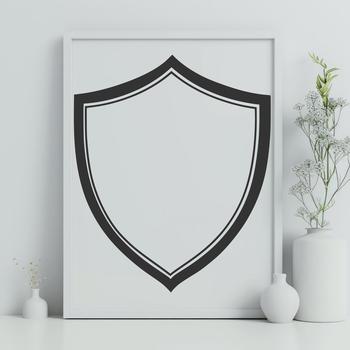 A graphical representation of a shield, designed as vector art for digital use.