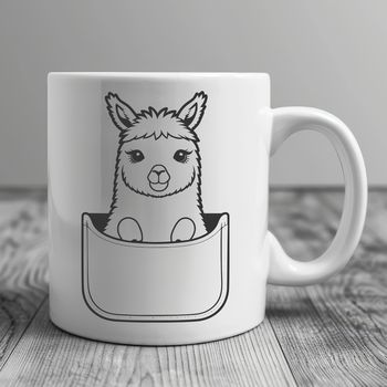 A free-standing alpaca illustration with a compact body and long neck.
