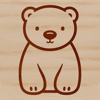 A simple line drawing of a polar bear sitting in a playful pose.