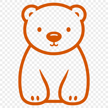 A simple line drawing of a sitting polar bear in a full-body pose.