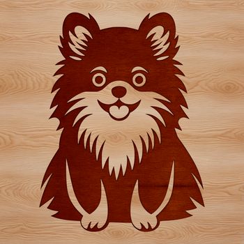 A small breed dog sitting on the ground, with the image created in vector format.