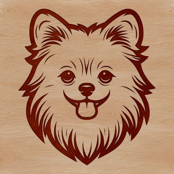 A detailed illustration of a Pomeranian's head with distinct features.