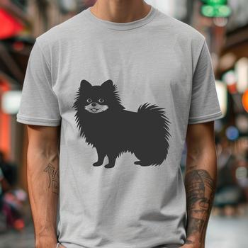 A full-body illustration of a standing Pomeranian dog breed.