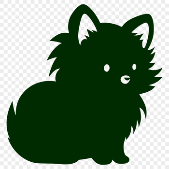 A detailed illustration of a small dog sitting on its haunches, showcasing the features of the Pomeranian breed.
