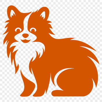 A full-body illustration of a Pomeranian dog in a standing position.