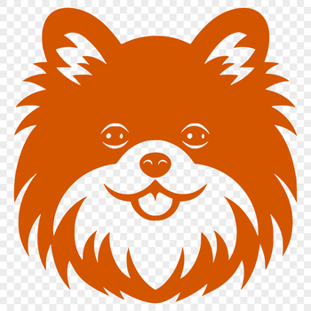 A close-up illustration of a Pomeranian's head, showcasing its distinctive features.
